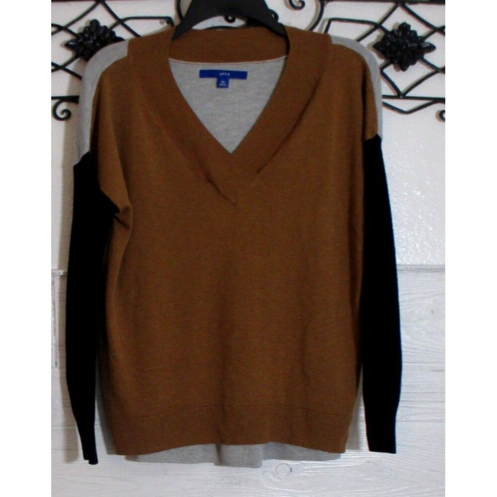 Apt.9 Women's Pull Over Sweater Size PM Long Sleeve Multicolored V Neck